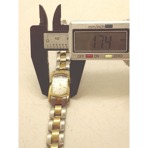 Fossil F2 Women's Watch Silver Gold Two Tone ES-9520 All Stainless Steel WR100Ft - Picture 5 of 7